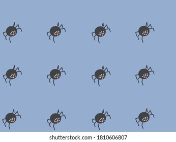 Halloweenmuster mit Spinnen, blauer Hintergrund