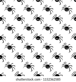 Halloween pattern with spiders on a white. Vector Illustration