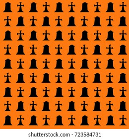 Halloween pattern. Tombs, cemetery, graveyard