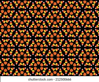 Halloween pattern of traditional sweets on black background
