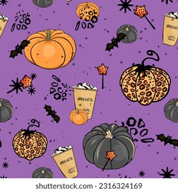 Halloween pattern Trick or treat and guising illustration. Pattern pumpkin for Halloween design. Vector illustration as a blank for a designer, logo, icon, textiles