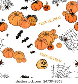 Halloween pattern Trick or treat and guising illustration. Pattern pumpkin for Halloween design. Vector illustration as a blank for a designer, logo, icon, textiles