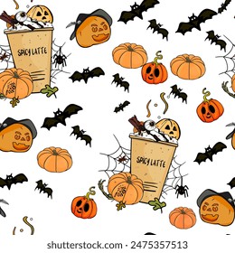 Halloween pattern Trick or treat and guising illustration. Pattern pumpkin for Halloween design. Vector illustration as a blank for a designer, logo, icon, textiles