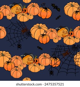 Halloween pattern Trick or treat and guising illustration. Pattern pumpkin for Halloween design. Vector illustration as a blank for a designer, logo, icon, textiles