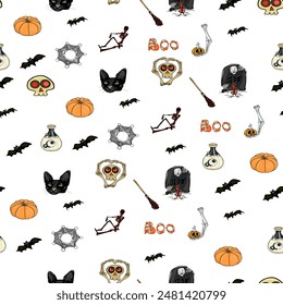 Halloween pattern Trick or treat and guising illustration. Pattern pumpkin for Halloween design. Vector illustration as a blank for a designer, logo, icon, textiles