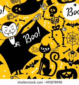 Halloween pattern. The vampire in a raincoat. Seamless pattern.