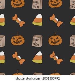 Halloween Pattern Vector Illustration. Design Texture Clip Art Background. Holiday Banner Horror Party.