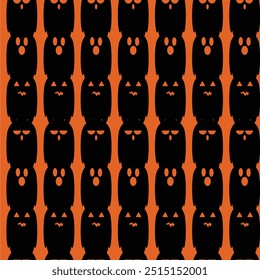 Halloween pattern. Halloween vector seamless pattern. Abstract geometric seamless pattern design. Orange background with black pattern.