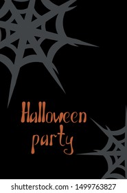 Halloween pattern. Web and inscription. Design for cards, invitations, posters.
