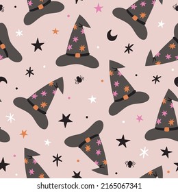 Halloween pattern. Witch hat. Halloween background