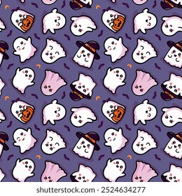 Halloween patterns ghosts bat stars flat design for fabric packaging stationery