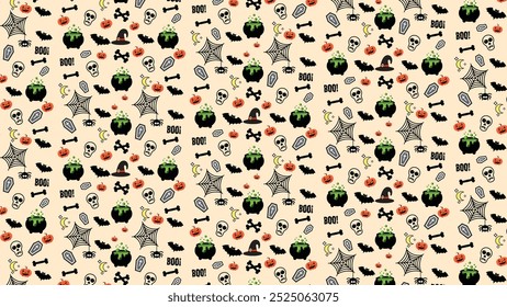Halloween Patterns with Multiple funny and scary elements