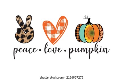 Halloween Peace Love Pumpkin Hand Sign Heart Halloween Vector