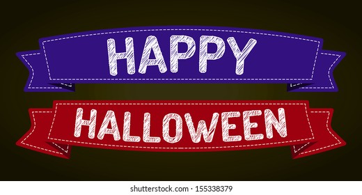 Halloween - pen style text on colorized ribbons