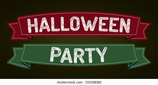 Halloween - pen style text on colorized ribbons