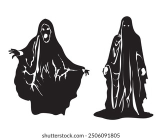 Halloween Menschen im Kostüm Silhouette voll einzeln