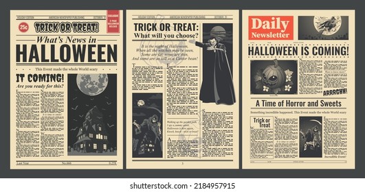 Halloween Periodical Vintage Style Newspapers Set