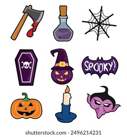 Halloween photo booth props sticker illustration.