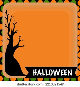 Halloween photo frame. Halloween decoration pictures. Black tree in the picture frame