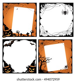 halloween photo frame design, set of border design halloween black&orange