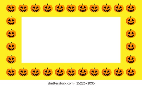 Halloween Photo frame with pumpkins with copy space
