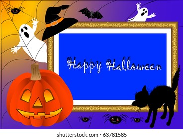 halloween photo frame. vector. with place for your text.
