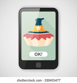 Halloween pie flat icon with long shadow,eps10