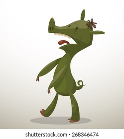 Halloween Pig Zombie, vector