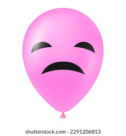 Halloween pink balloon illustration with scary and funny face