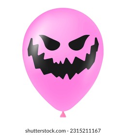 Halloween pink balloon illustration with scary and funny face