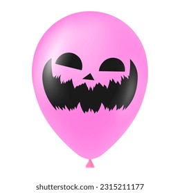 Halloween pink balloon illustration with scary and funny face