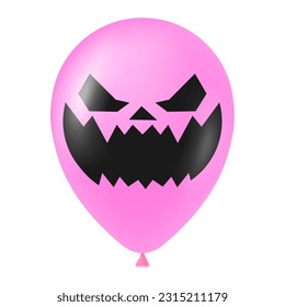 Halloween pink balloon illustration with scary and funny face