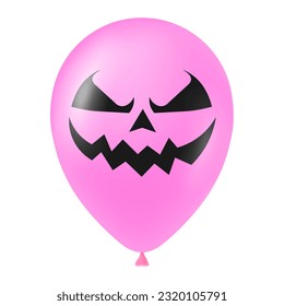 Halloween pink balloon illustration with scary and funny face