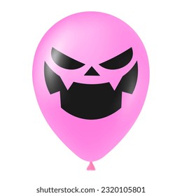 Halloween pink balloon illustration with scary and funny face