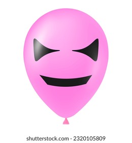 Halloween pink balloon illustration with scary and funny face