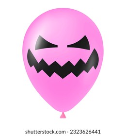 Halloween pink balloon illustration with scary and funny face