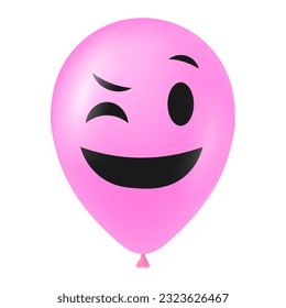 Halloween pink balloon illustration with scary and funny face