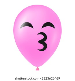 Halloween pink balloon illustration with scary and funny face