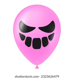 Halloween pink balloon illustration with scary and funny face