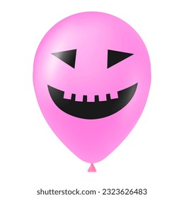Halloween pink balloon illustration with scary and funny face