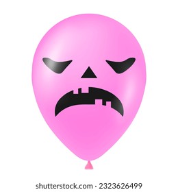 Halloween pink balloon illustration with scary and funny face