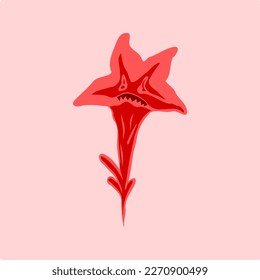 Halloween Pink flower angry character
