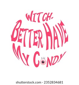 Halloween pink, funny lettering, print, funny joke