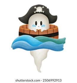 Halloween Pirate ghost character hand draw vector