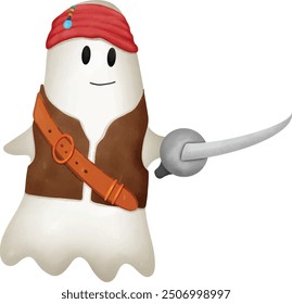 Halloween Pirate ghost character hand draw vector
