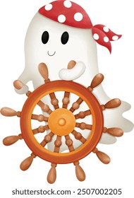 Halloween Pirate ghost character hand draw vector