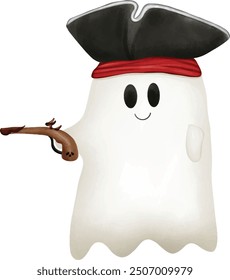 Halloween Pirate ghost character hand draw vector