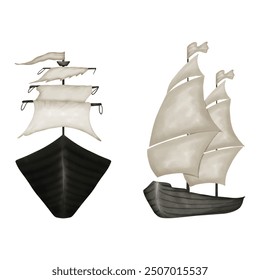 Halloween Pirate ghost character hand draw vector