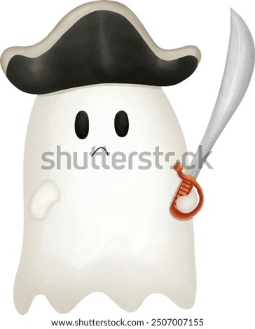 Halloween Pirate ghost character hand draw vector
