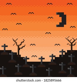 Halloween pixel art. Vector picture.